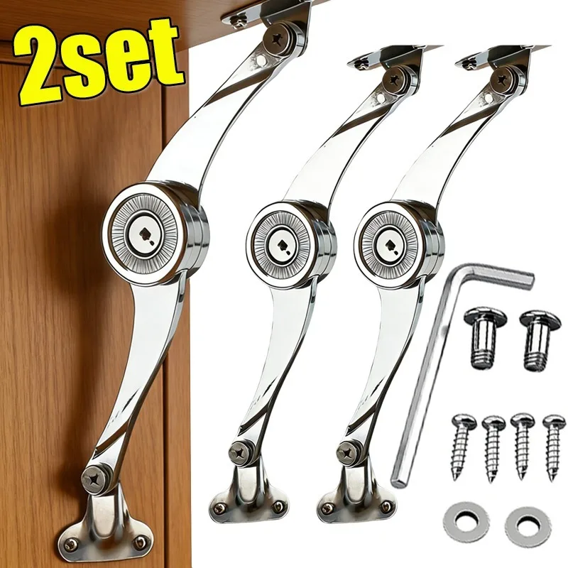 Adjustable Soft Close Hinges Heavy Duty Support Hinge Rod For Cabinet Wardrobe Door Lift Up Flap Furniture Hardware Hinge Set