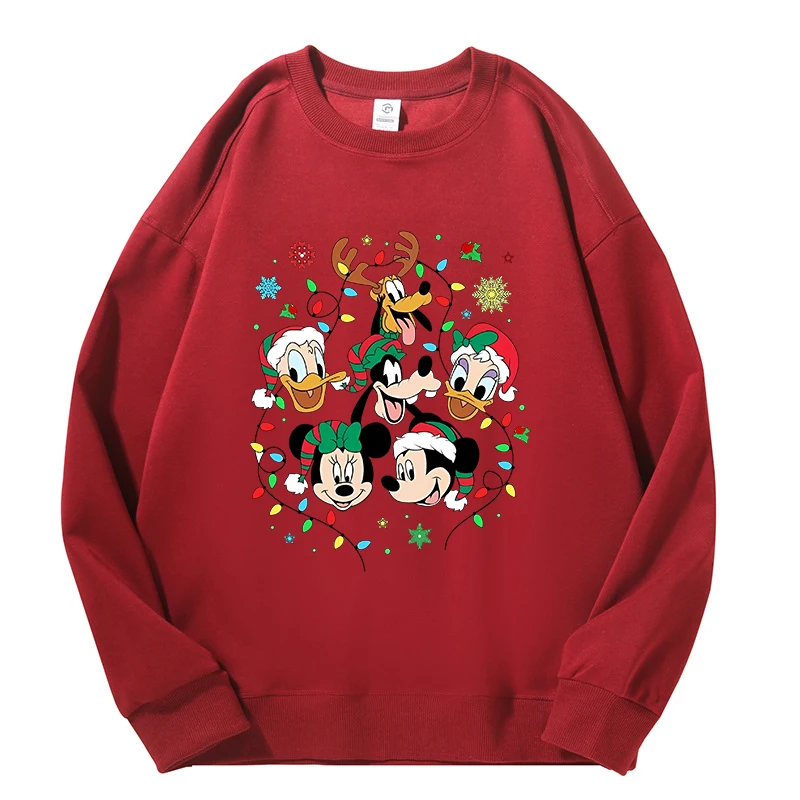 Mickey Mouse WOMEN MEN Christmas Streetwear Long T-Shirts Family Matching Clothes on Canvas Anime TShirt Y2k Top Women Clothes