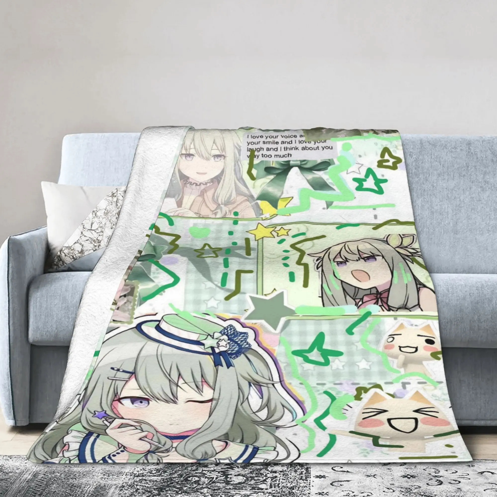 Kusanagi Nene Velvet Throw Blanket Singer Anime Blanket for Sofa Bedroom Ultra-Soft Bedspread