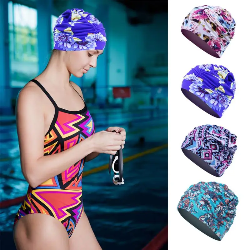 Unisex Women Swimming Cap Stretch Drape Free Size Long Hair Bathing Cap Swim Pool Seaside Water Sports Turban Ear Protector 수영모자