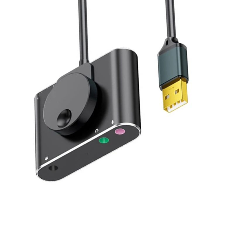 

External Sound Card USB Adapter with Volumes Adjustment Stereo Sound Card with 3.5mm Microphone Port for Laptop Desktop