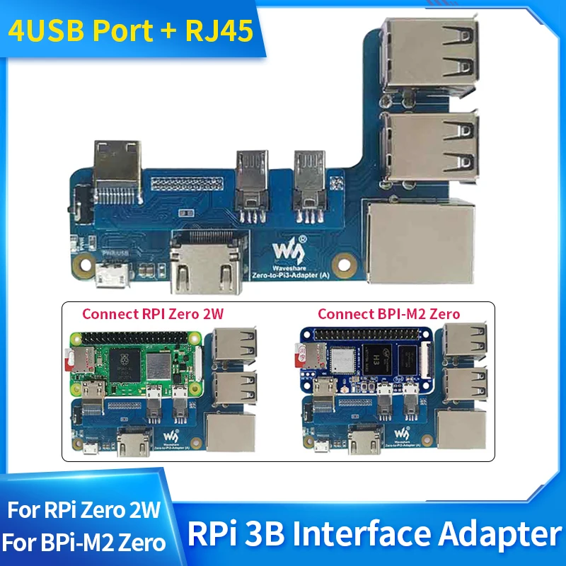 التوت بي صفر 2 واط الموز بي M2 صفر إلى RPI 3B لوح تمديد 4USB ميناء + RJ45 LCD مهايئ لشاشة إلى Pi 3B USB HDMI-متوافق