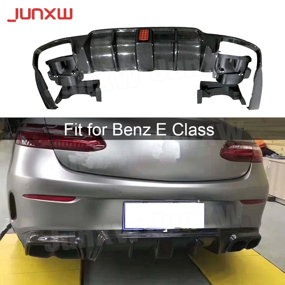 Carbon Fiber Rear Bumper Lip Diffuser with Exhaust Muffler Tips for Benz C238 E200 E300 E63 AMG Coupe Sport 2017-2019