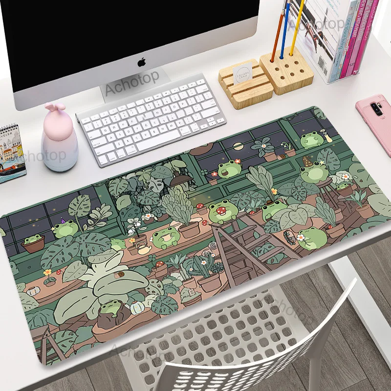 Imagem -02 - Planta Verde Grande Gaming Mousepad Tapete Gamer Escritório Tapete de Mesa Longa Gato Preto Kawaii Tapetes de Mouse de Velocidade Xxl