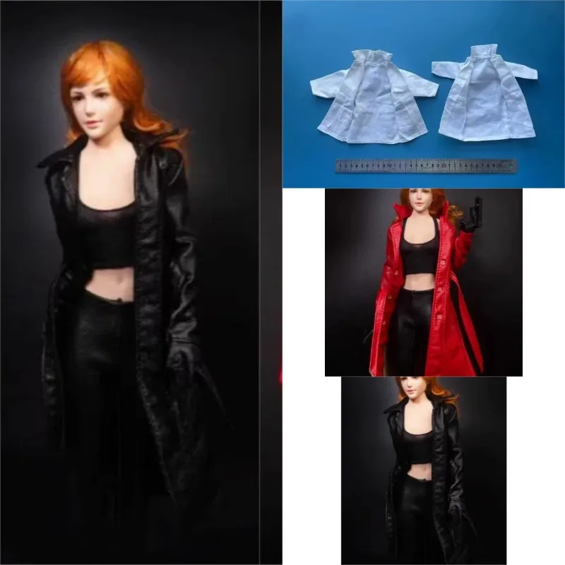 

1/6 Scale Female Soldier Clothes Vintage PU Black Leather Jacket Coat Doctor Nurse Doll for 12" Action Figures Body Model