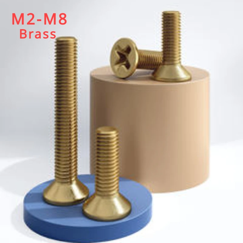 M2 M2.5 M3 M4 M5 M6 M8 Brass Cross Countersunk Head Screws Flat Head Brass Screws