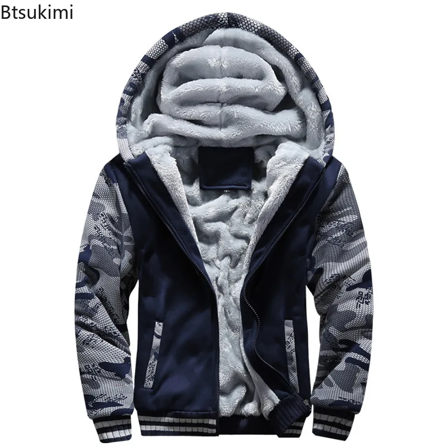 

2024 Men's Winter Hooded Jacket Pocket Design Sweatshirts Long Sleeve Zip Hooded Sweatshirt Male Winter Warm Tops Jacket M-5XL