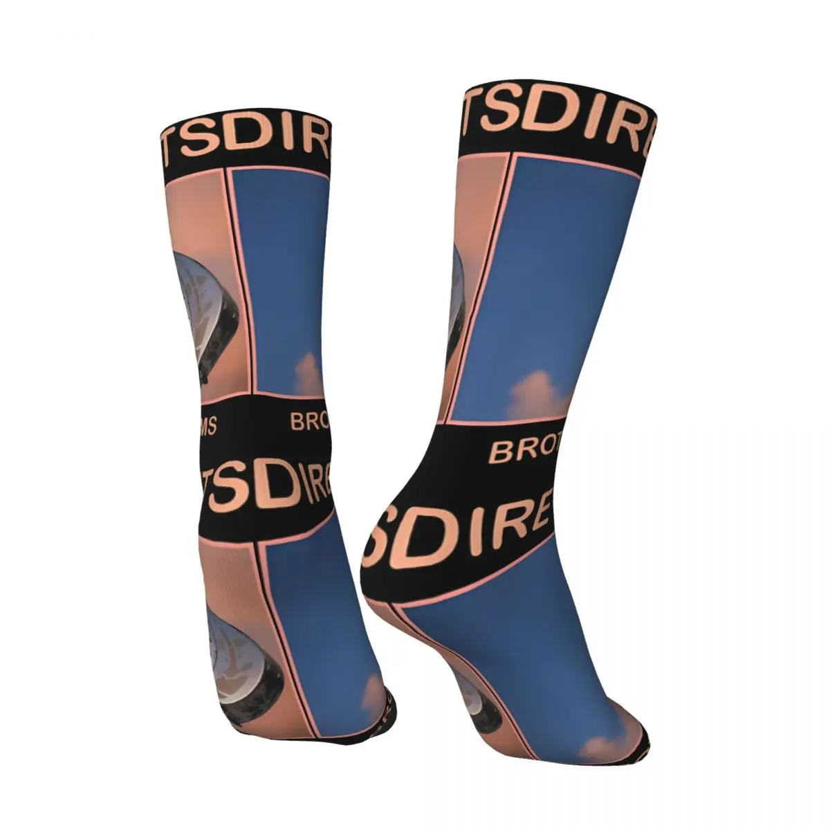 Crazy compression Rock And Roll Sock for Men Harajuku D-Dire Straits Seamless Pattern Crew Sock Casual