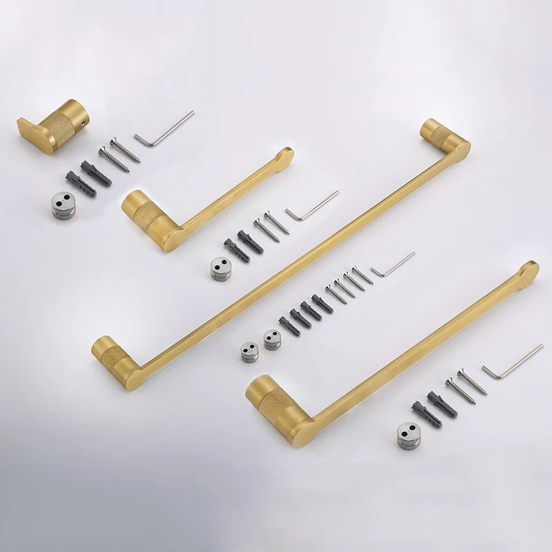 Gebürstet Gold Messing Gerändelt Handtuch Stange Handtuch Rack Papier Rack Papier Handtuch Bademantel Haken Wc Pinsel Tasse Halter Bad Zubehör