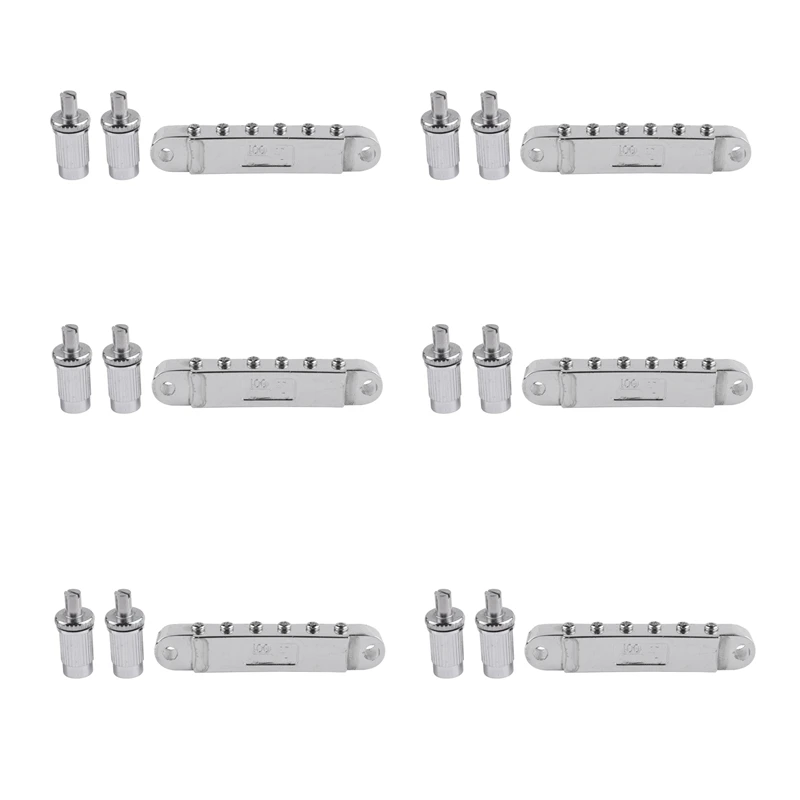 

6X Silver Tune-O-Matic Электрический роликовый седловидный мост Lp Мост для электрогитары Сделано в Корее