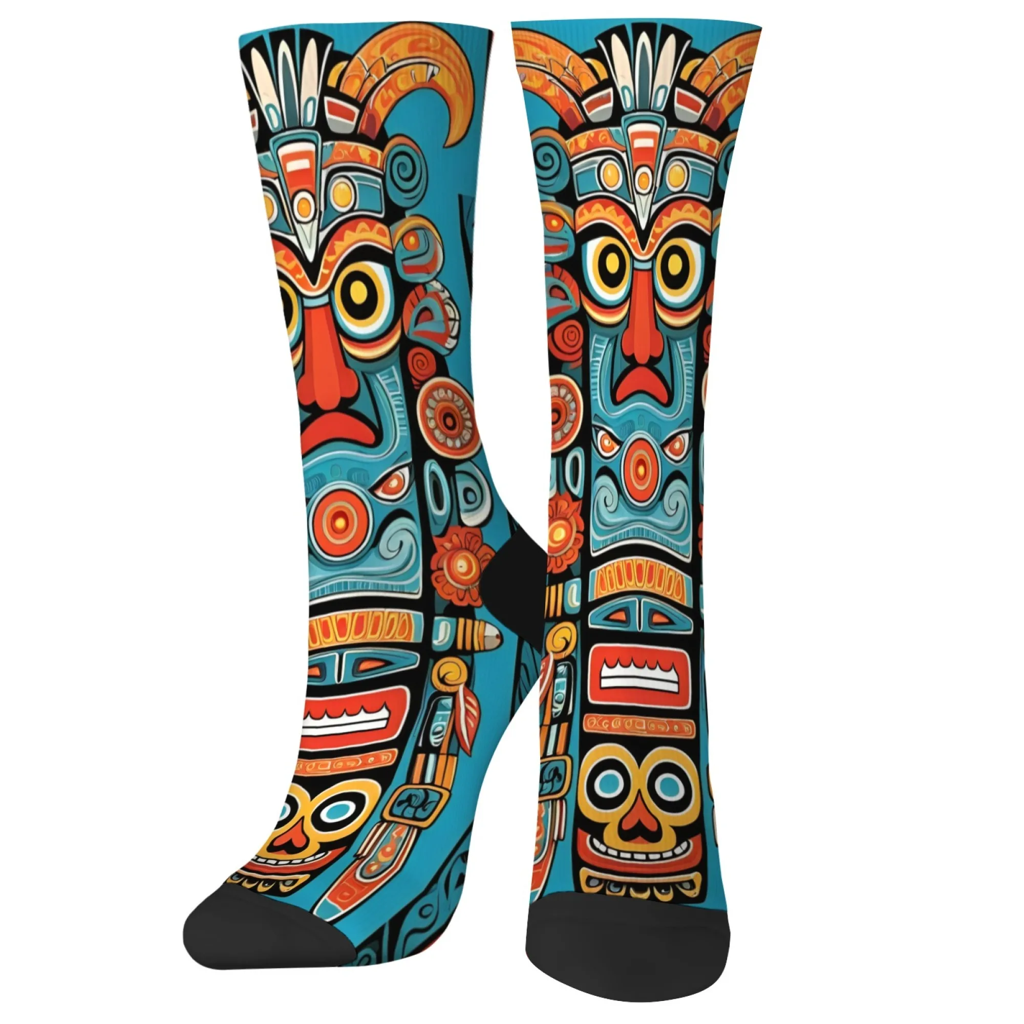 Indian Totem Pole Socks Skin-friendly Breathable Smooth Men's Socks Fitnes Hiking Camping Fun Party Crazy Rock Compression Socks