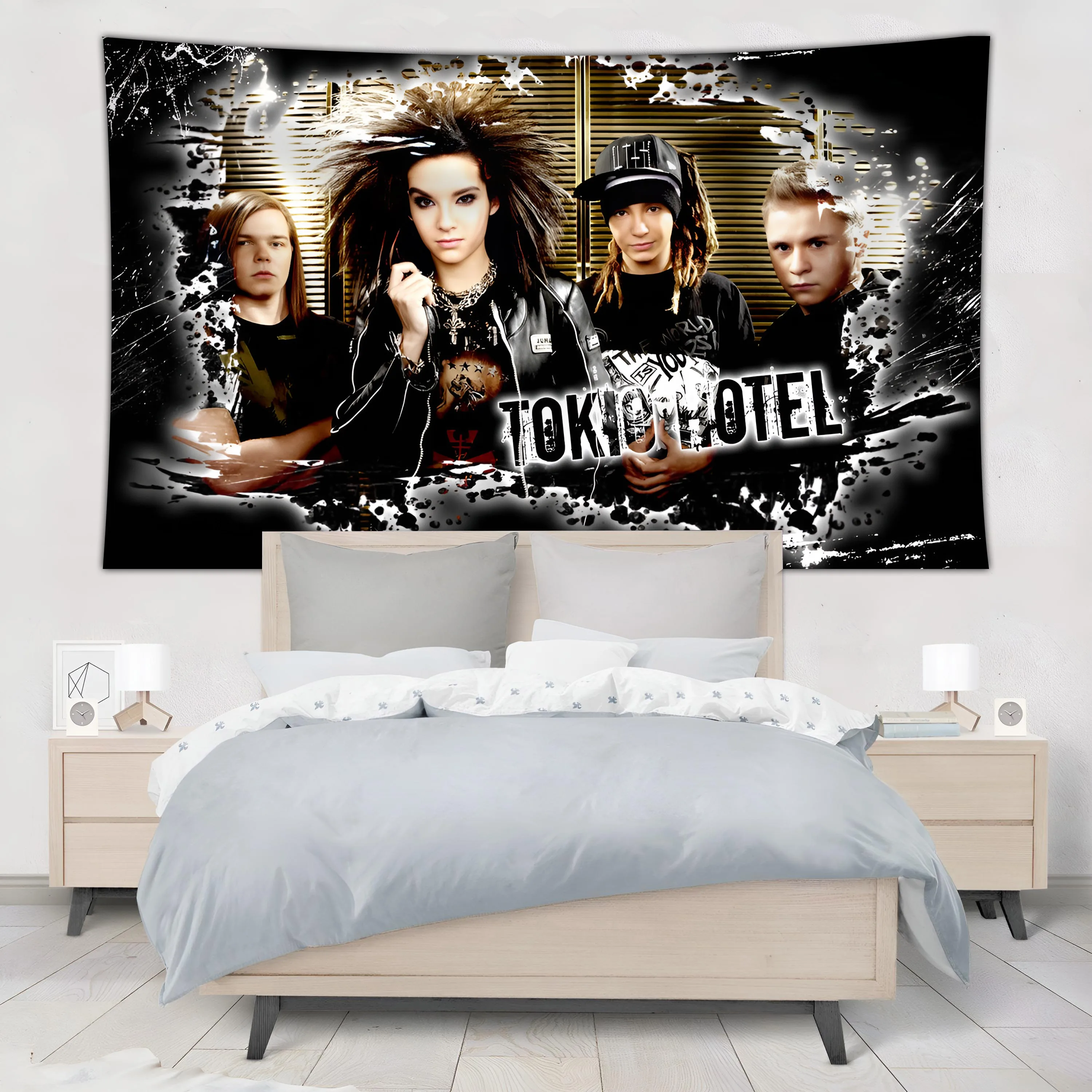 German Rock Band Singer Poster Tapestry Tokio Hotel Bedside Background Cloth Home Decorations