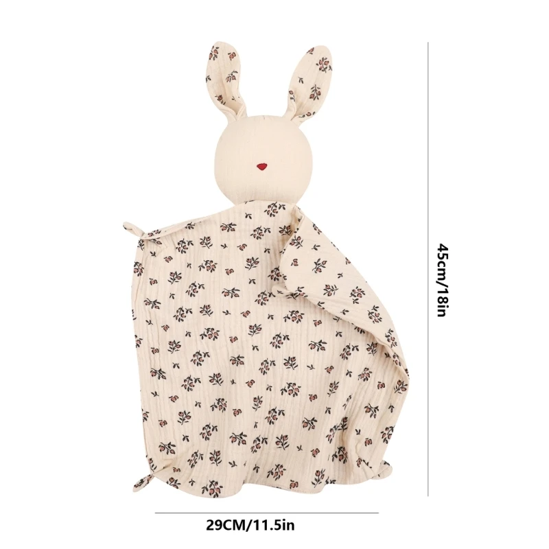 Rabbit Security Blanket Soothe Appease Towel Cotton Comforter Blanket Saliva Towel Printed Soothing Towel for Toddlers