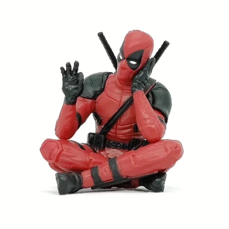 Deadpool Peripheral Combat Kneeling Posture Everything OK Two Car Decoration Model Doll Hand Gift Back To School Anime Toys