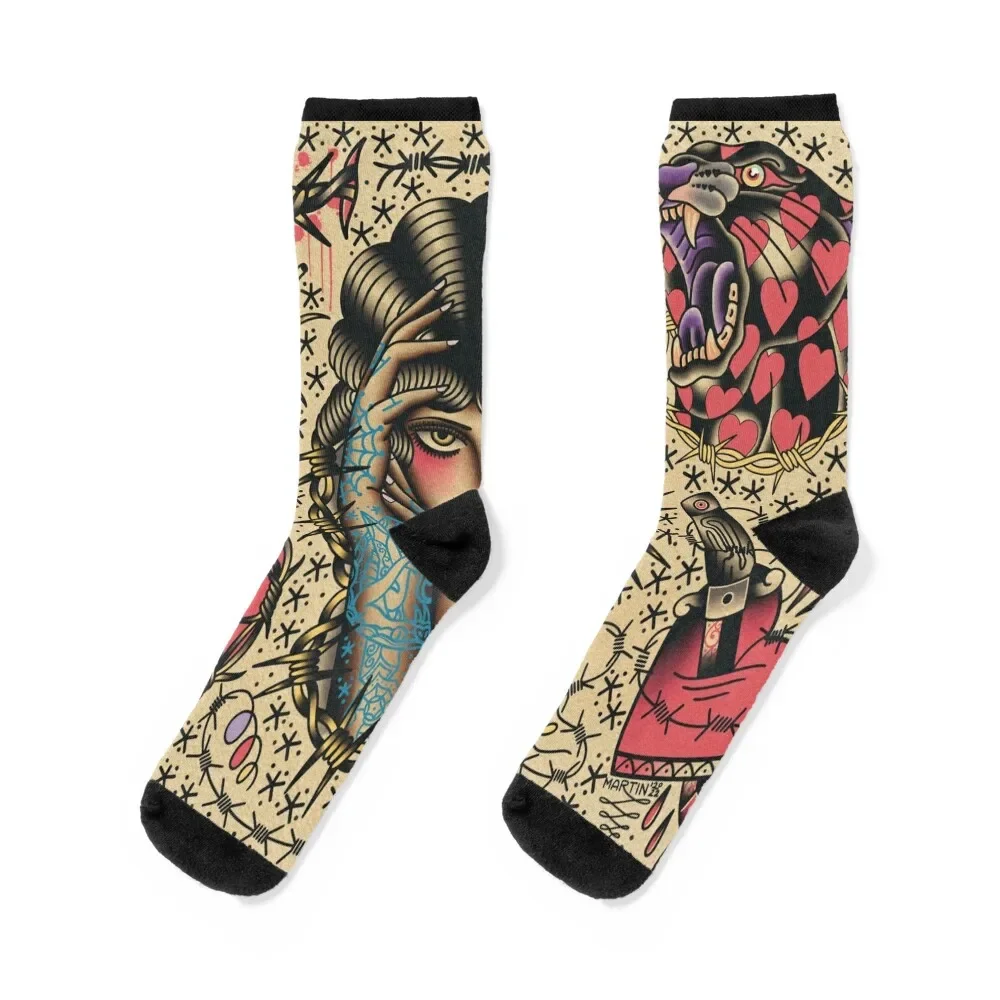 

Barbwire watercolor sheet Socks new year halloween snow kids Man Socks Women's