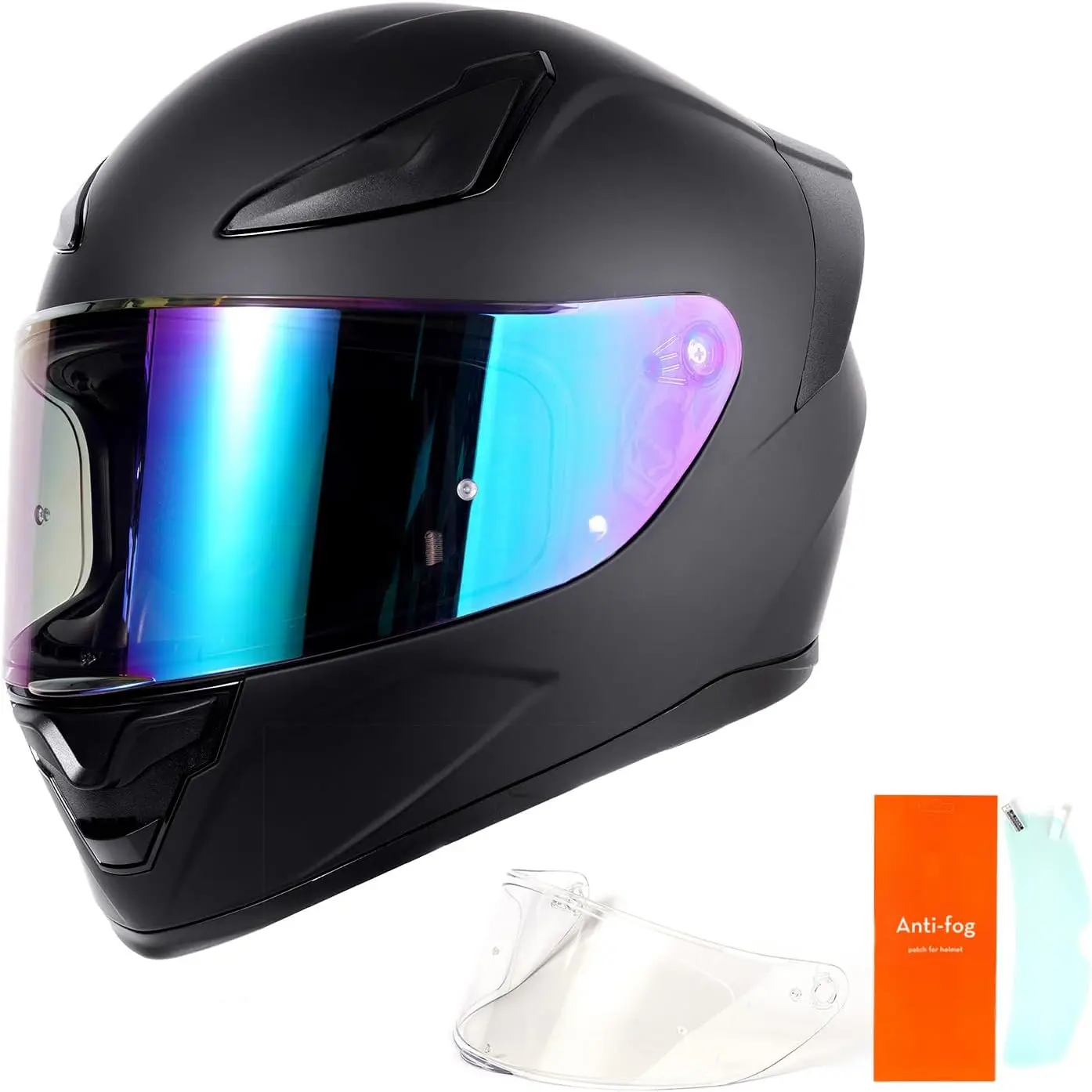 

Dual Visor Full-Face Motorcycle Helmet-DOT Certified Lightweight ABS Quick-Release Buckle Washable Liner for Men Women