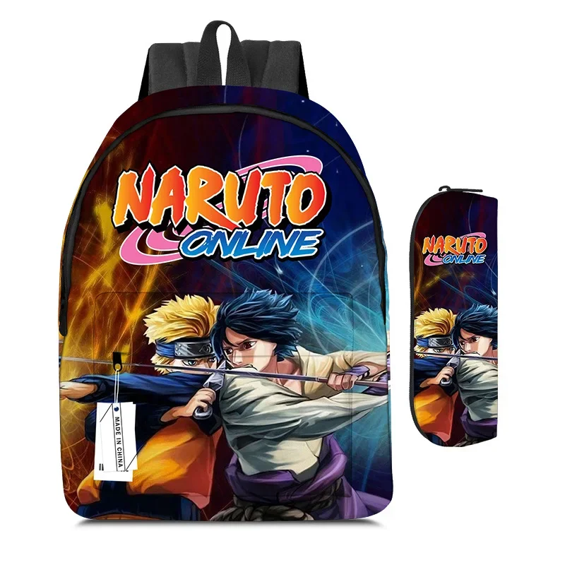 2PC-SET Naruto School Bag Kakashi Naruto Uchiha Itachi Primary School Student Backpack Cartoon Backpack Children\'s Gifts