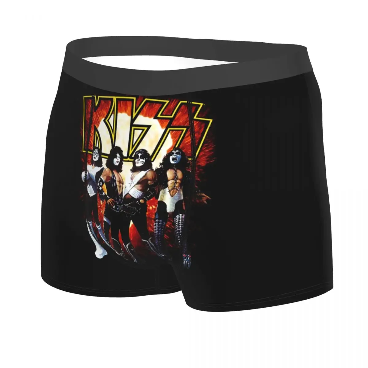 Custom Kiss Band Rock Roll Boxers Shorts Men's Heavy Metal Music Briefs Underwear Funny Underpants