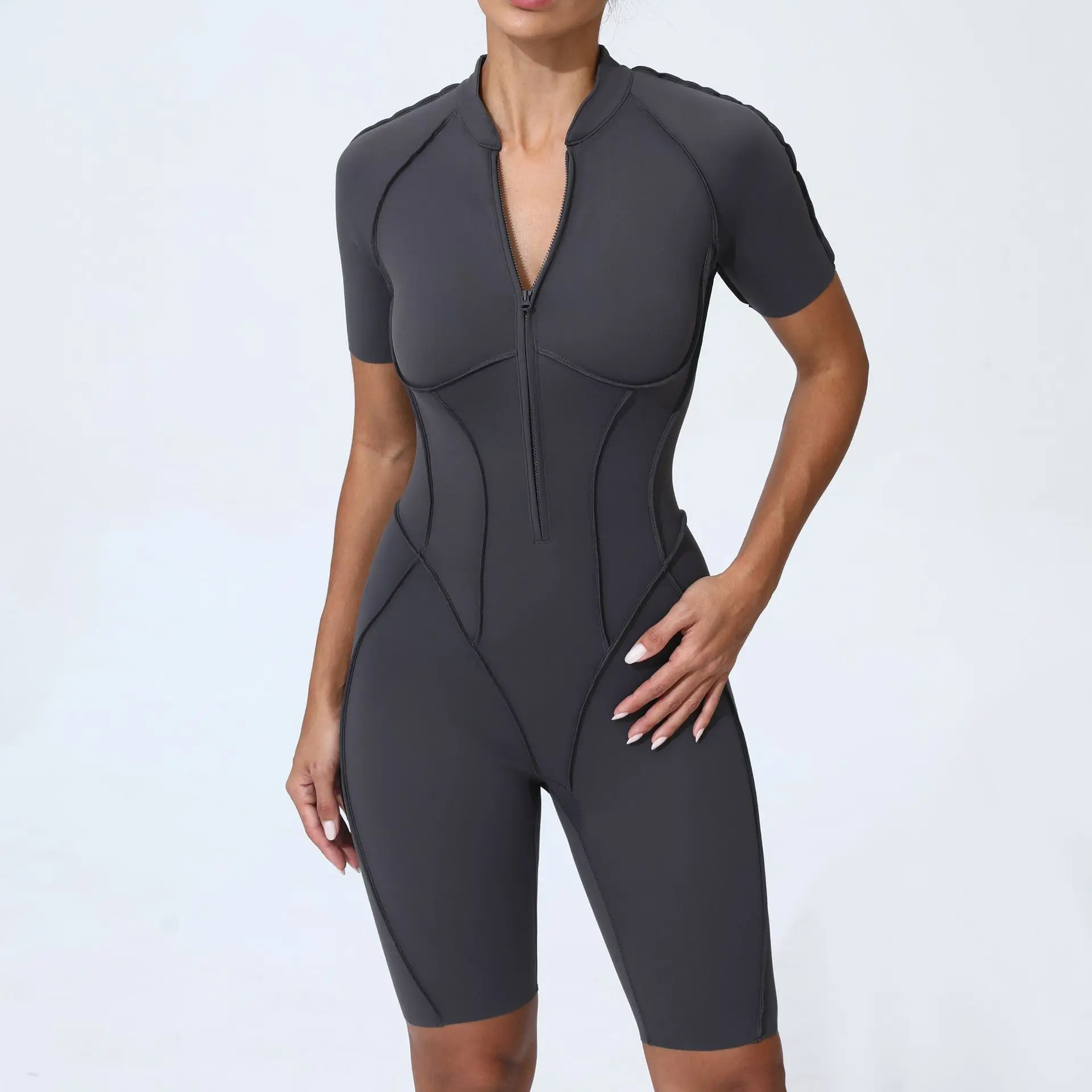 Tuta sportiva da donna Set da yoga Combinazione fitness Sollevamento glutei Schiena nuda Palestra ad alta elasticità Tuta sportiva sexy Pagliaccetto da palestra