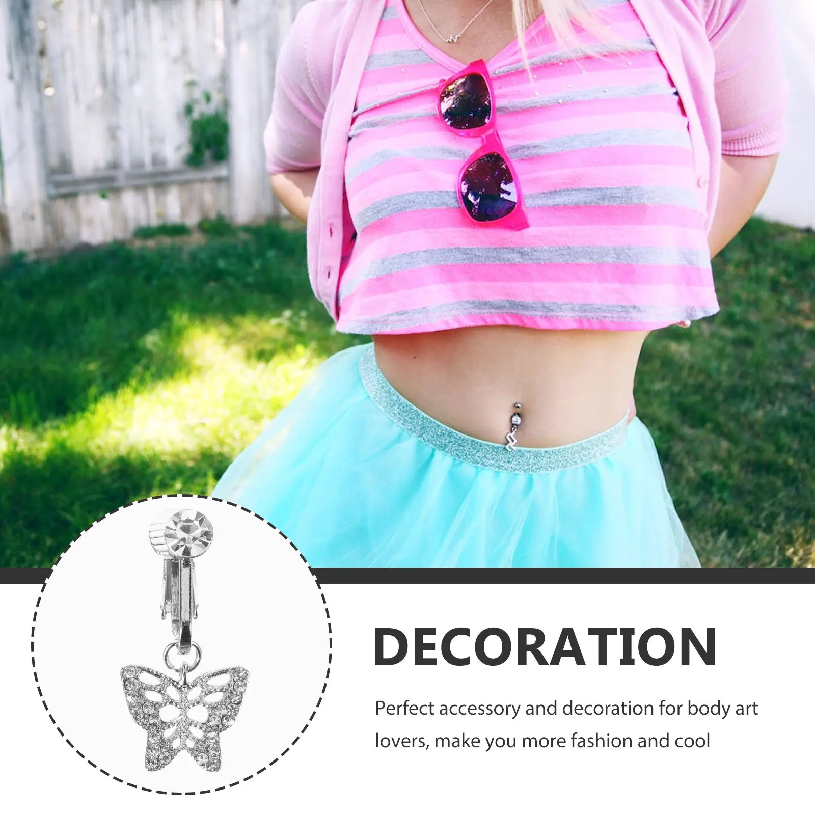 

Durable Fake Belly Ring Non Piercing Ornament Delicate Craftsmanship Long Lasting Luster Comfortable Wear Dance Festival