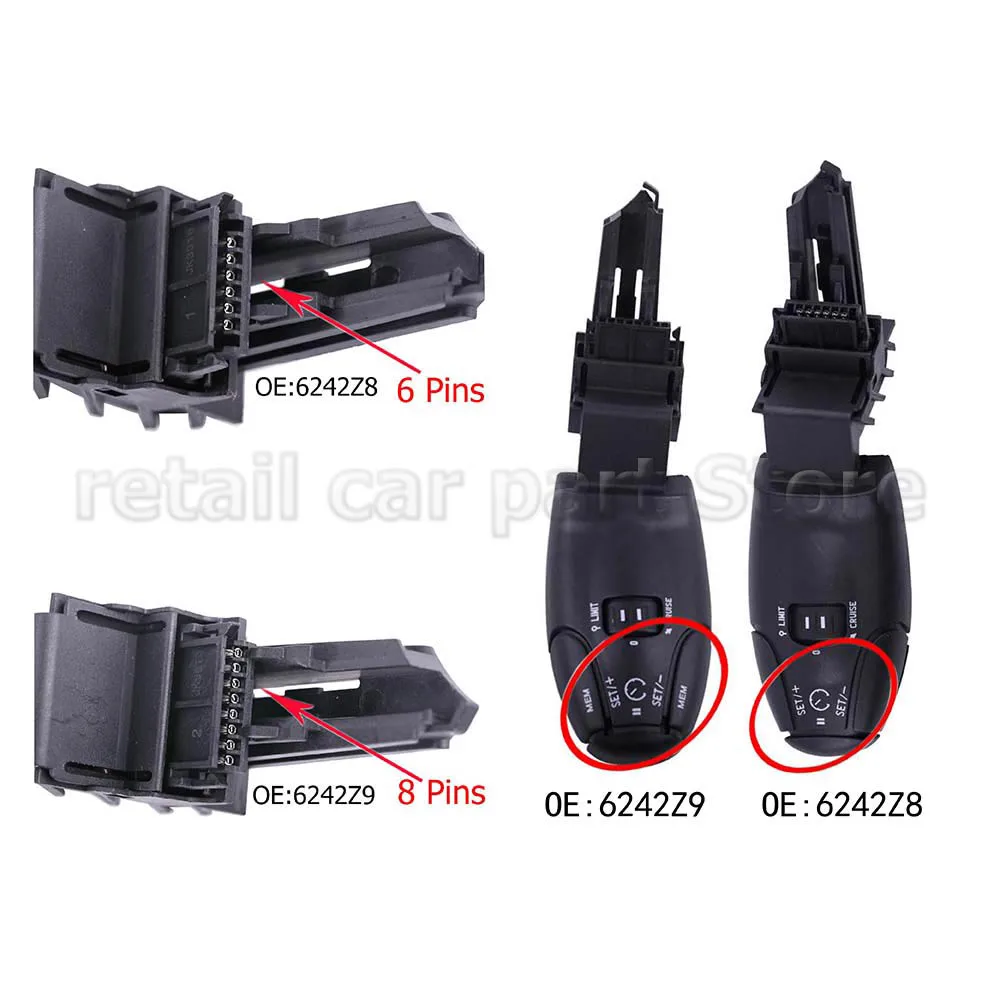 For Citroen C3 C5 C8 Car Cruise Control Unit 6242.z8 Automatic Parts Black Cruise Control Switch For Peugeot 206 207 307 406