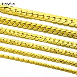 18K Gold color Silver Color 6mm Full Sideways Necklace 8/18/20/24 Inch Chain For Woman Men Fashion Wedding Engagement Jewelry