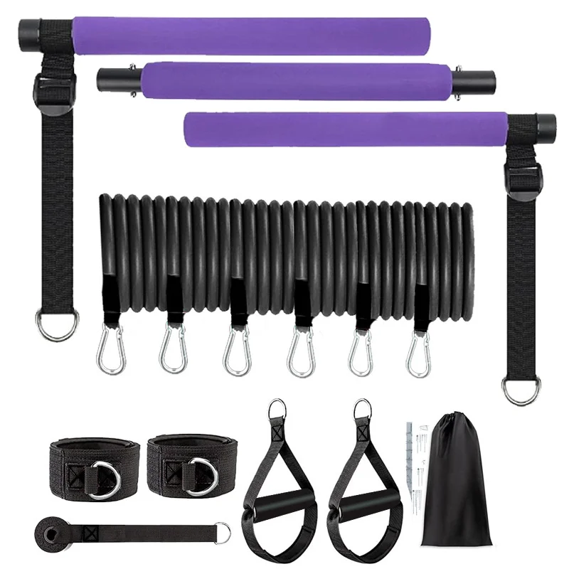 Multifunctionele Pilates Bar Combinatie Fitness Bar Yoga Borstuitbreiding Spantouw Rugtrainer Elastisch touw Stretchriem