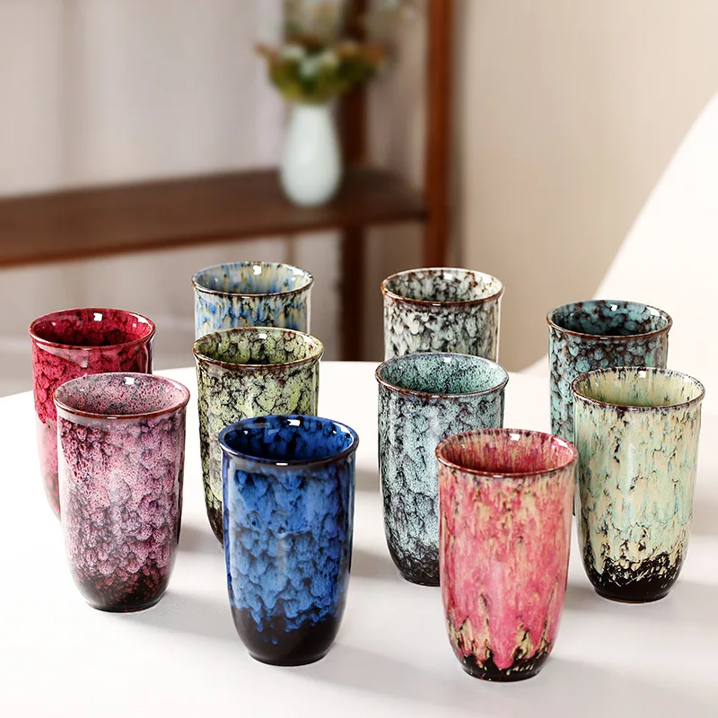 Ready-to-ship Japanese-style Ceramic Single Cup Jianzhan Kiln-fired Glaze Tea Set Master Cup Multi-colored Coffee Cup