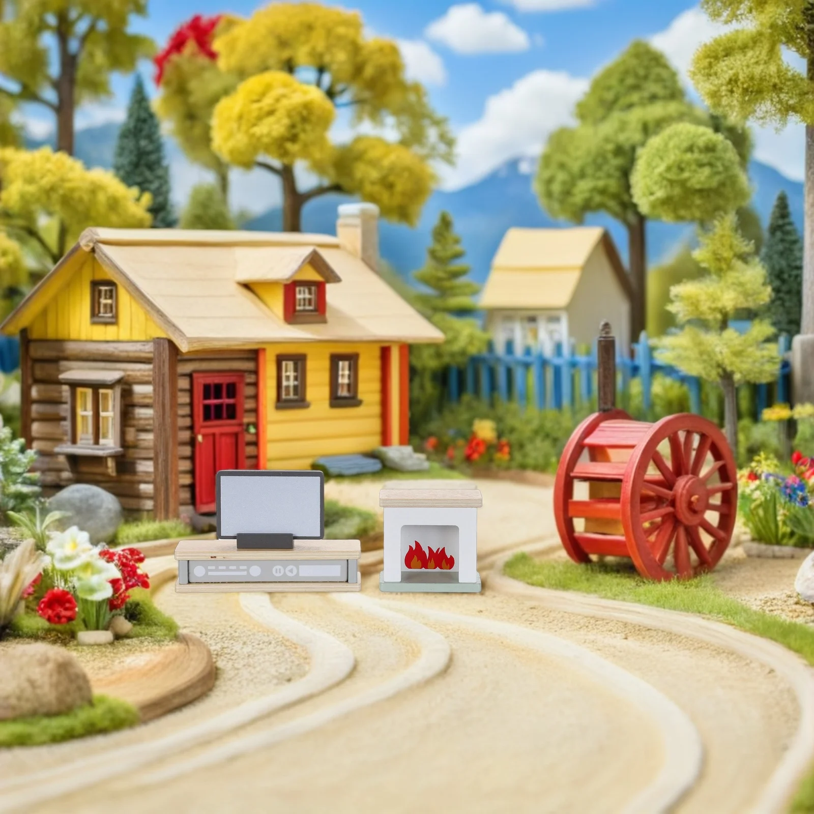 Houten Mini Huis Meubelset Miniatuur Keuken Slaapkamer Badkamer Veilig Afgeronde Randen Fantasiespel Kerstcadeau