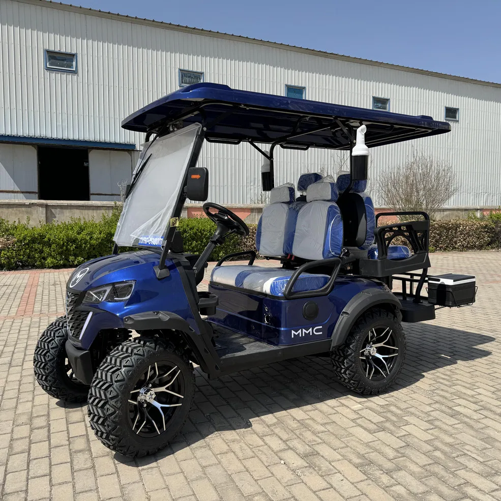 Discount Price Club Car 4 Seat Solar Panels 60v Lithium Ion Golf Cart with Metallic Blue