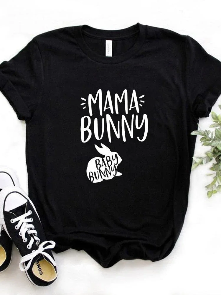 

Women T Shirt Mama Bunny Rabbit Print Tshirt Women Short Sleeve O Neck Loose T-shirt Ladies Causal Tee Shirt Clothes Tops