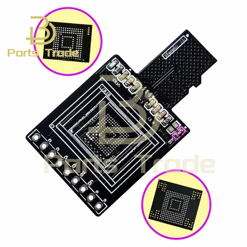 2Pcs TF BGA153 169 Adapter EMMC Adapter with Detachable Fly Wire for Font Library Reading Writing Simple Board 1.8V