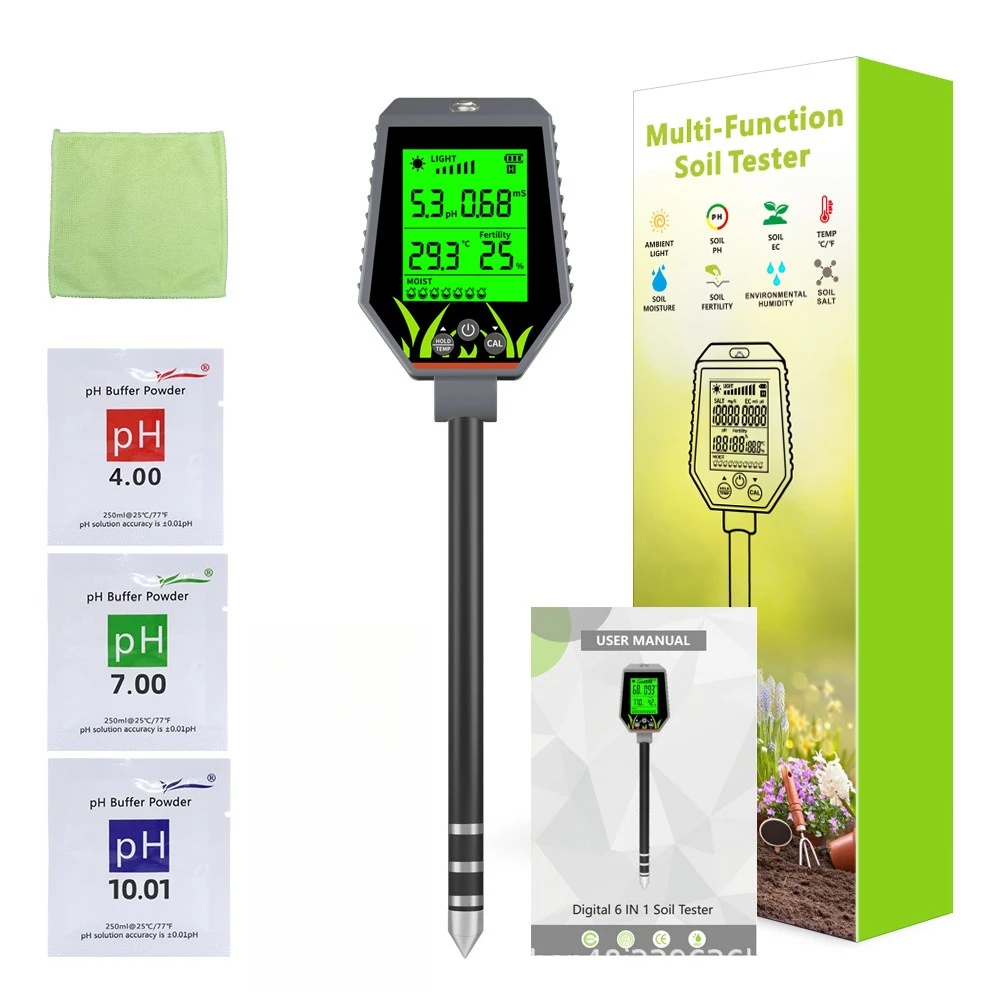 YY-1088 Six-in-one Soil Meter Detector PH Meter Illuminance Temperature and Humidity Orchard Compost Planting Detector