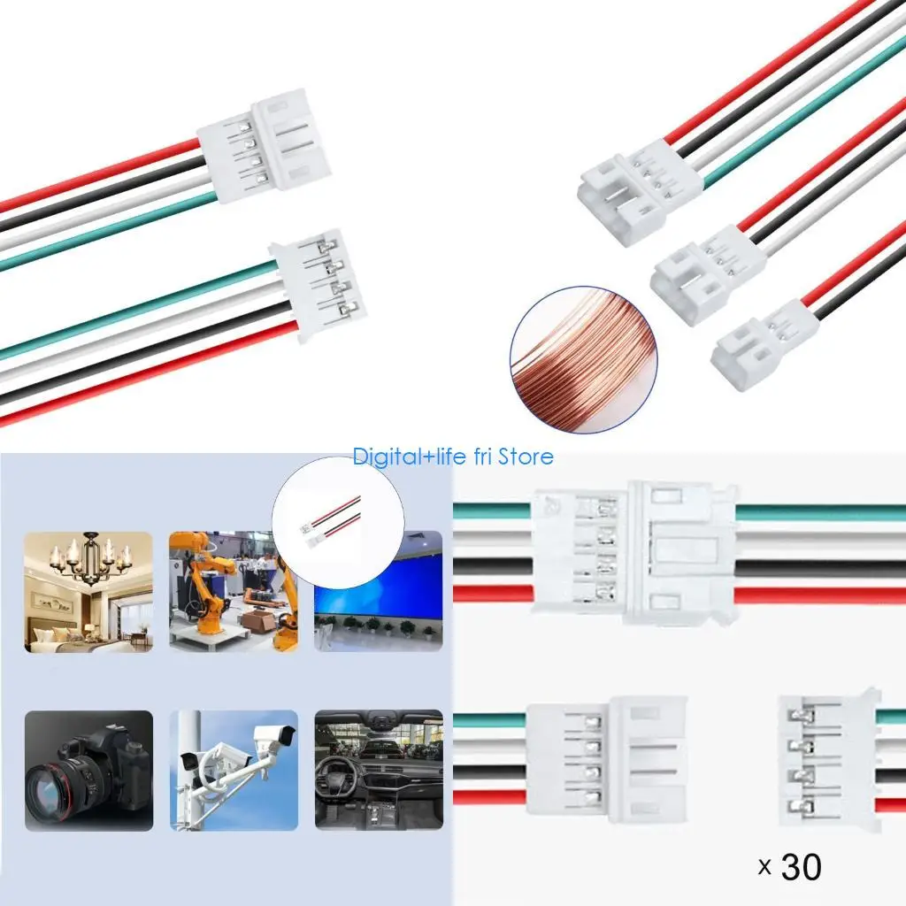 E06D 30pcs PH2.0 Aerial Connector Wire PVC Housing Metal Terminal Line Industrial Power Transmission Cable 10cm