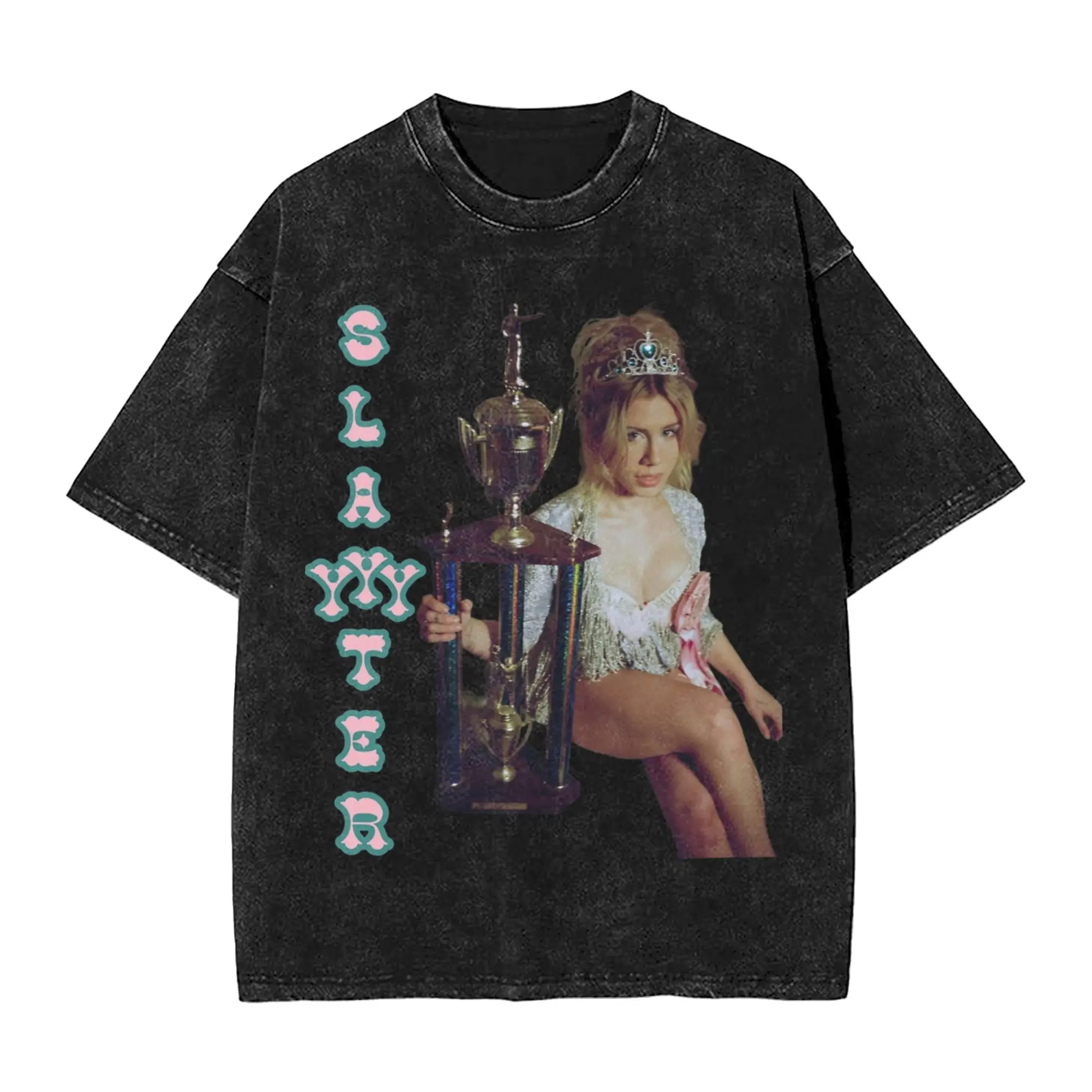 Slayyyter Worst Girl In America T Shirts Washed 100% Cotton Harajuku T-Shirts  Vintage Men Women Tops Streetwear Printed Tees