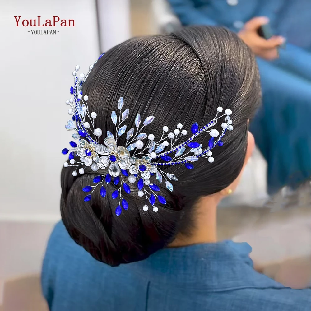 

YouLaPan Bride Alloy Flower Headband Wedding Shiny Headpiece Women Fashion Headwear Handmade Banquet Party Hair Accessory HP934
