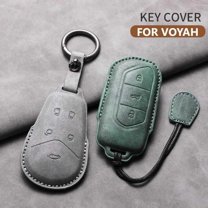 For VOYAH FREE Dreamer PHEV Leather Car Remote Key Case Bag For Dreamer EV Cars Keychain Protector Shell Decorative  Accessories