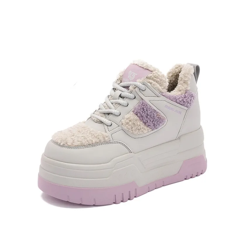 

Warm Fleece Lined Cotton Shoes Korean Style Winter Casual Women's Student Fashion Comfortable All-Match Low Top Board Shoes