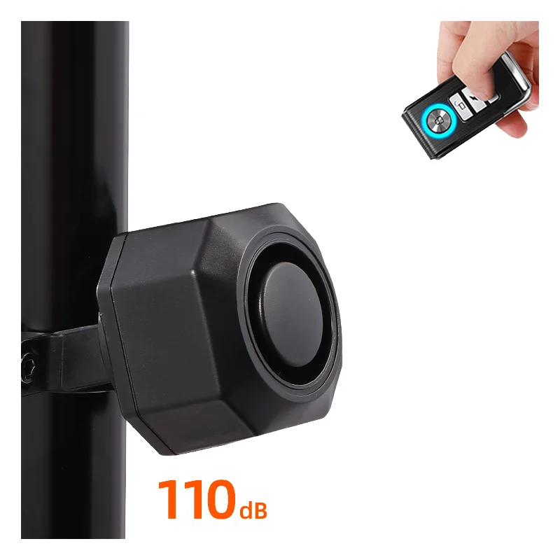 110dB Bike Alarm Remote Control with Motion Activated Sensor Bicycle  -Theft Waterproof Device for Off-Road Mountain Biking