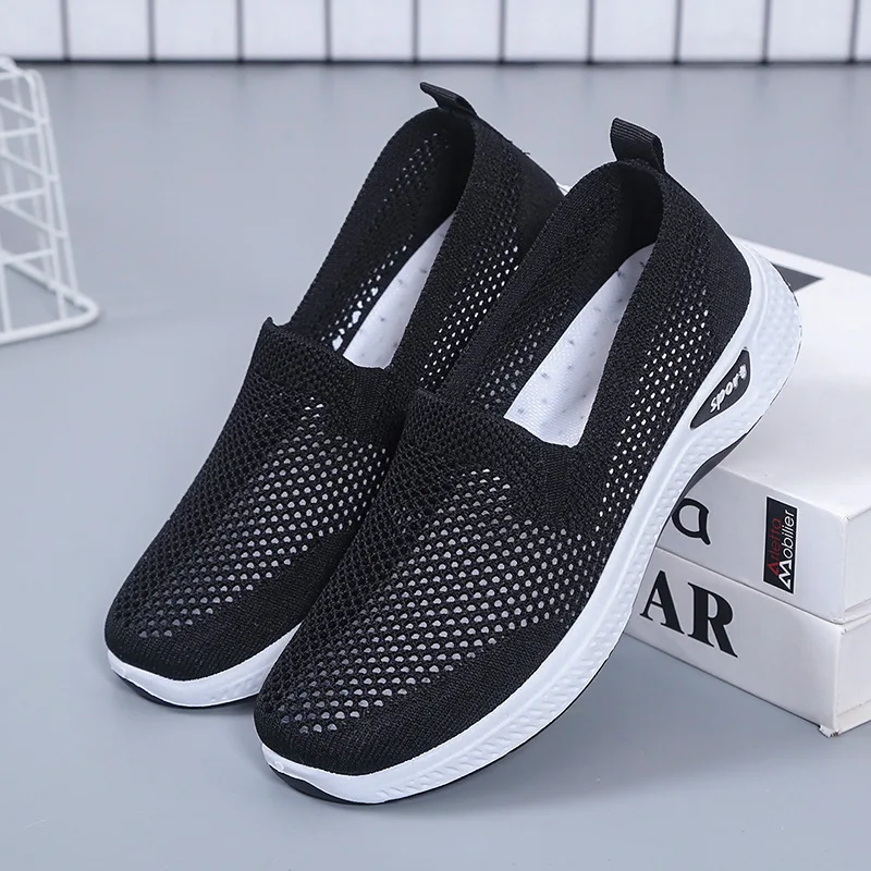 Women\'s Shoes Summer Comfort Plus Size Ladies Mesh Breathable Sneaker Socks Women Light Casual Sports Shoes Flat Women Loafers