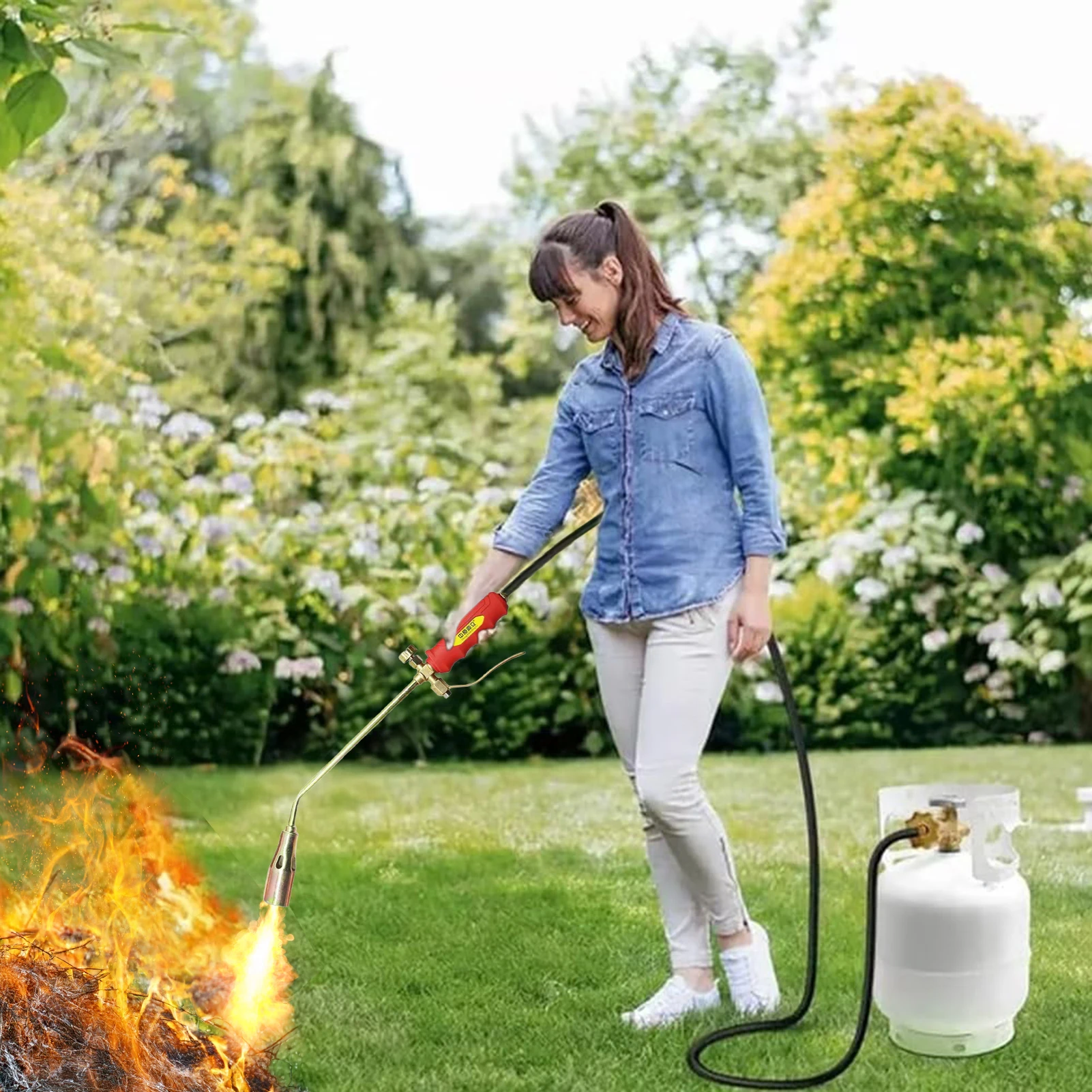 Outdoor Camping Burners Portable Manual Igniter For Cooking Baking Stove Ignition Manual Lighter With Gas Hose BBQ Accessory