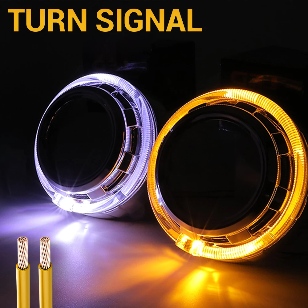 2 قطعة 3 بوصة غطاء للعدسات مع RGB عيون الملاك التعميم Led المصابيح الأمامية حلقات هالة عدسة أقنعة ل ثنائية زينون العارض التحديثية #4