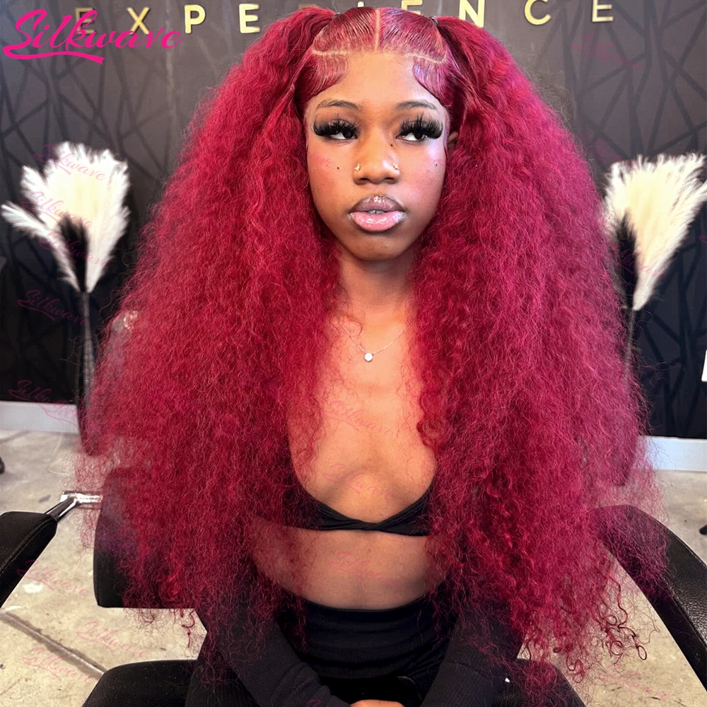Silkwave Deep Wave Burgundy 13x6 Hd Lace Frontal Curly Human Hair Wigs For Women Red Colored 13x4 Lace Water Wave Frontal Wig