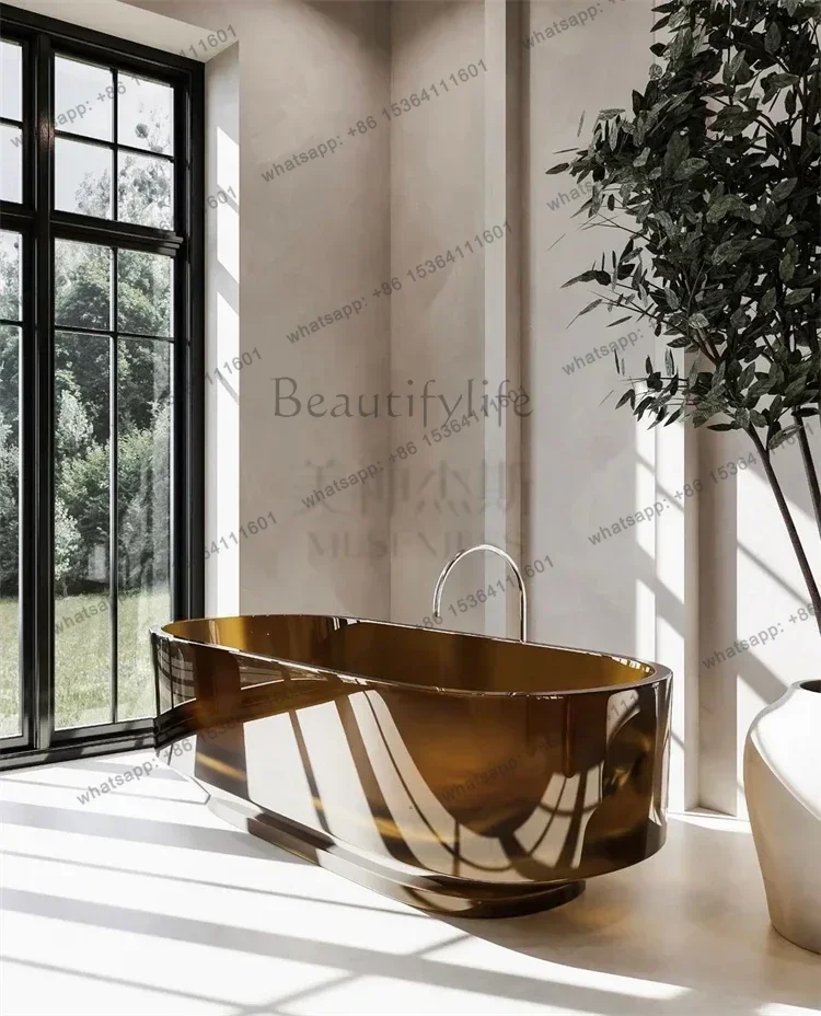 Amber Transparent Resin Detached Hotel Villa Clubhouse Double Adult Bath Tub