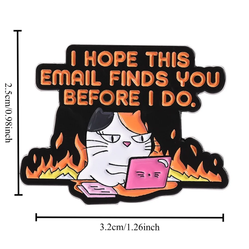 Office Cat Pattern Metal Badge for Work Rage Cute Cartoon Flame Cat Accessory Brooch Backpack Pin Accessory