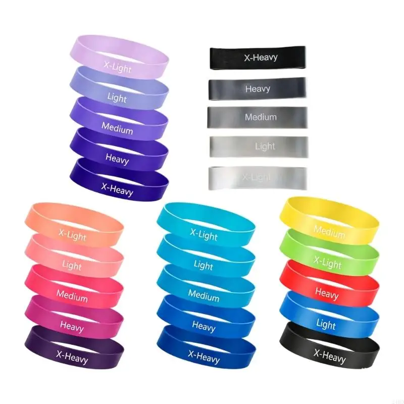 Toe Resistance Band Set of 5 Elastic Stretch Rings for Daily Foot Exercise Home Stretching Practice and Desk Break Training 24BD