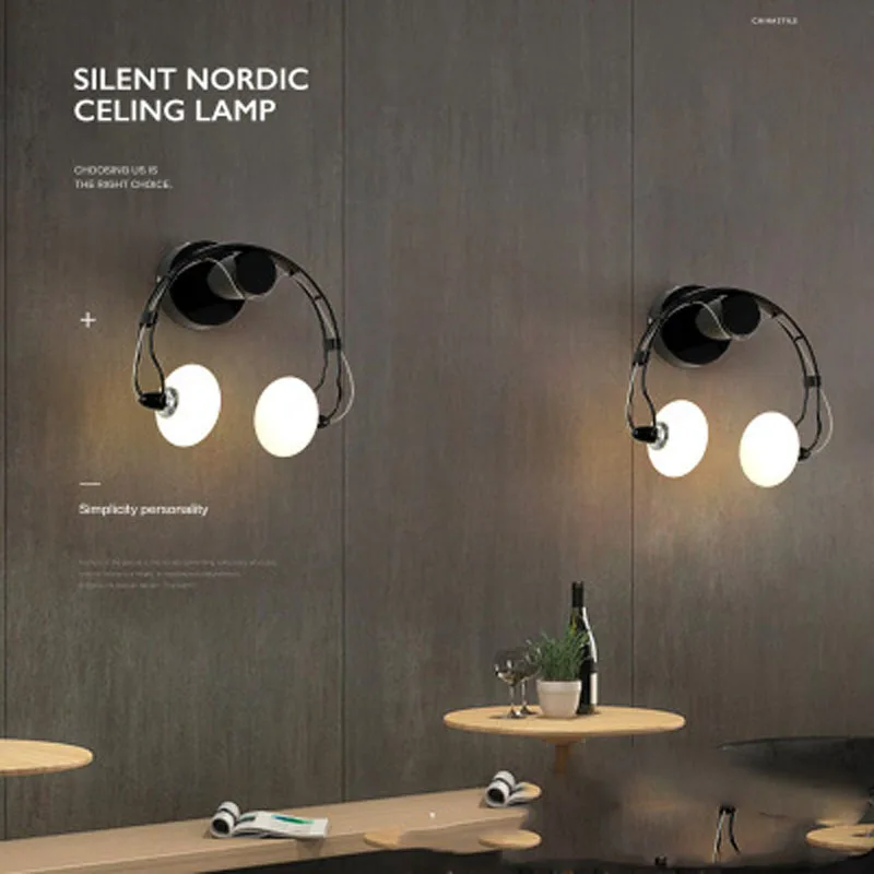 

LED Wall Lamp Nordic Modern Minimalist Bedroom Bedside Lamp Creative Staircase Lamp Living Room headset Wall Lamp