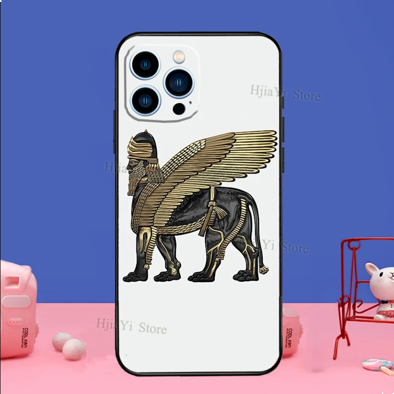 Lamassu Assyrian Winged Lion Case For iPhone 16 15 13 11 12 14 Pro Max XS XR X Plus 13 mini Soft Cover Fundas Capa Shell