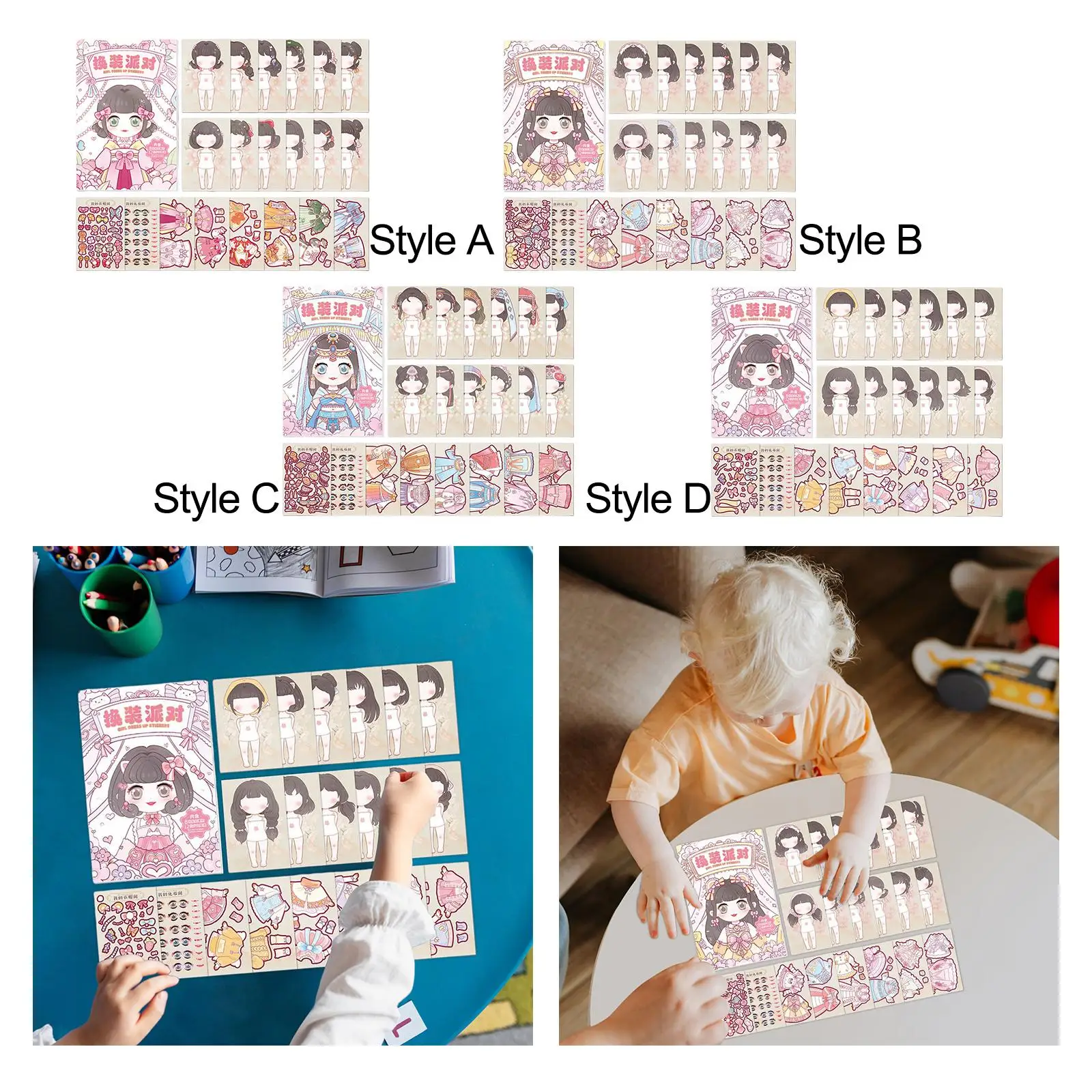 Verkleedpopstickers Prinses aankleedstickers Sticker Activiteitenboek voor kinderen Sticker Verkleedkleden voor kinderen