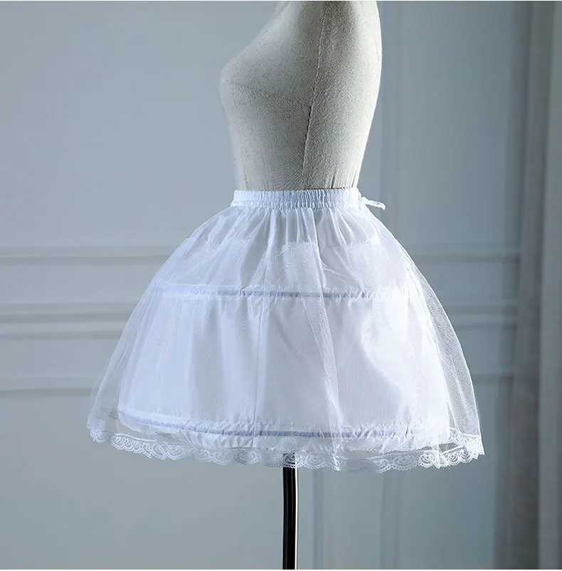 White Petticoat For Girls Crinoline Underskirt Flower Girl Prom Ball Gown Dress Puffy Skirt Jupon 2 Hoops